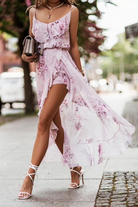 Sukienka Model Amis 307 Flowers Pink - IVON Sukienka Model Amis 307 Flowers Pink - IVON