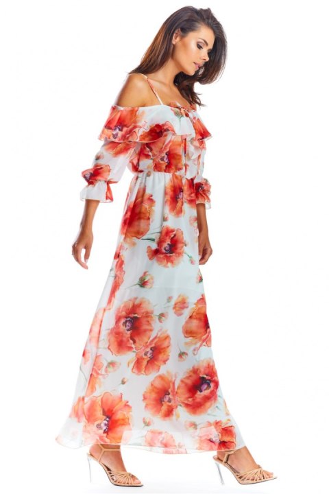 Sukienka Model A311 Red Flowers - awama Sukienka Model A311 Red Flowers - awama