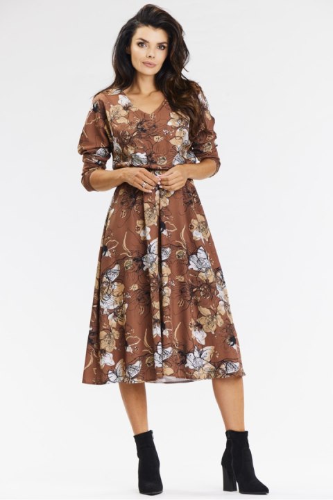 Sukienka Model A666 Brown Pattern - awama Sukienka Model A666 Brown Pattern - awama