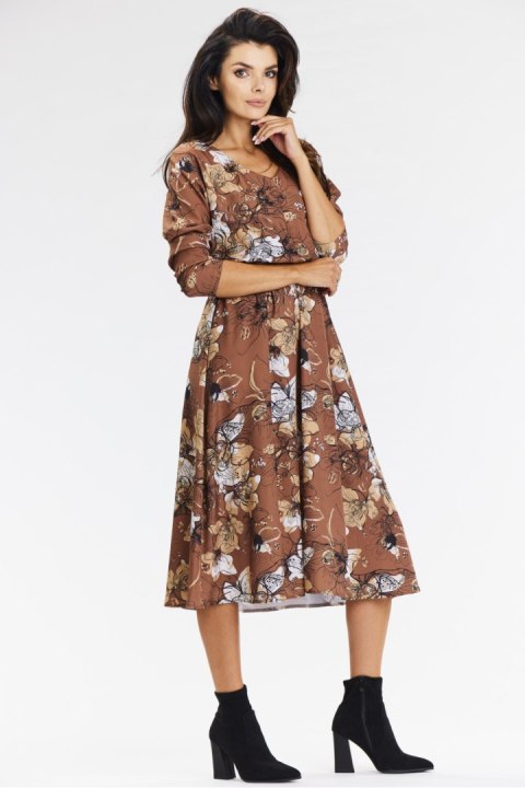 Sukienka Model A666 Brown Pattern - awama Sukienka Model A666 Brown Pattern - awama