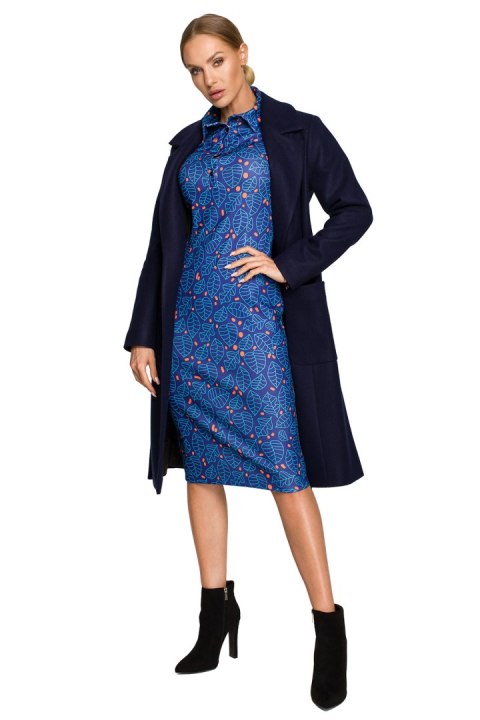 Płaszcz Model MOE708 Navy - Moe Płaszcz Model MOE708 Navy - Moe