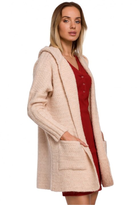 Sweter Kardigan Model MOE556 Beige - Moe