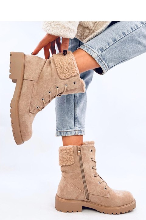 Botki sznurowane z barankiem BARKOI BEIGE - Inello Botki sznurowane z barankiem BARKOI BEIGE - Inello