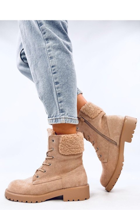 Botki sznurowane z barankiem BARKOI BEIGE - Inello Botki sznurowane z barankiem BARKOI BEIGE - Inello