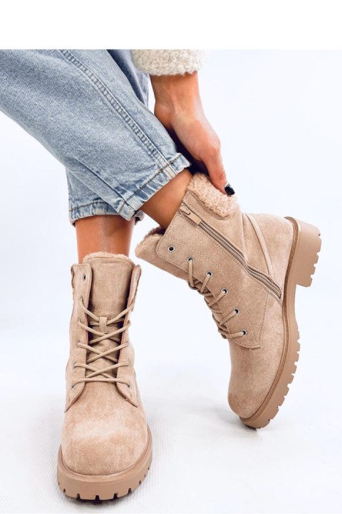 Botki sznurowane z barankiem BARKOI BEIGE - Inello Botki sznurowane z barankiem BARKOI BEIGE - Inello