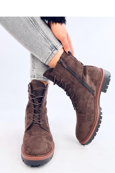 Botki sznurowane zamszowe SIMMER BROWN - Inello Botki sznurowane zamszowe SIMMER BROWN - Inello