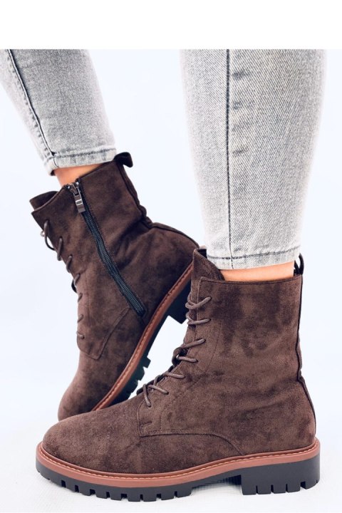 Botki sznurowane zamszowe SIMMER BROWN - Inello Botki sznurowane zamszowe SIMMER BROWN - Inello