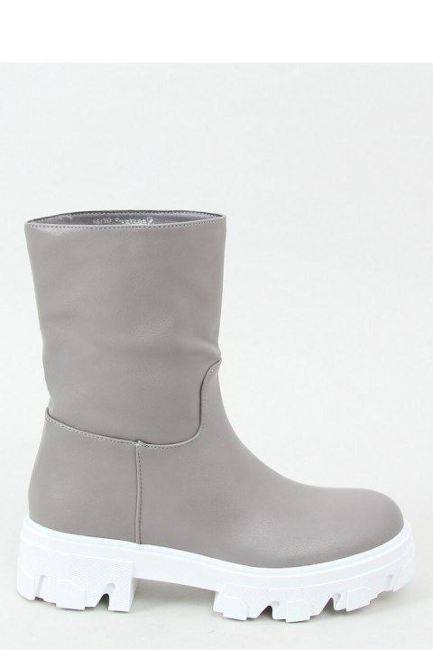 Botki z prostą cholewką szare QT19P GREY - Inello Botki z prostą cholewką szare QT19P GREY - Inello