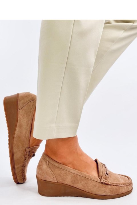 Mokasyny na koturnie INDIAN KHAKI - Inello Mokasyny na koturnie INDIAN KHAKI - Inello