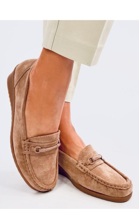 Mokasyny na koturnie INDIAN KHAKI - Inello Mokasyny na koturnie INDIAN KHAKI - Inello
