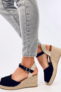 Sandałki na koturnie espadryle MORELLI BLACK - Inello