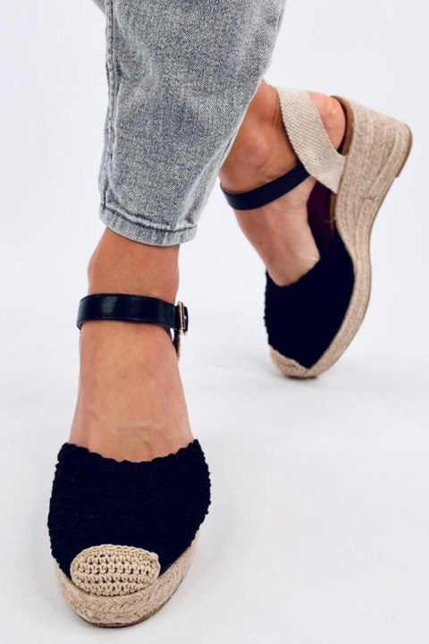 Sandałki na koturnie espadryle MORELLI BLACK - Inello Sandałki na koturnie espadryle MORELLI BLACK - Inello