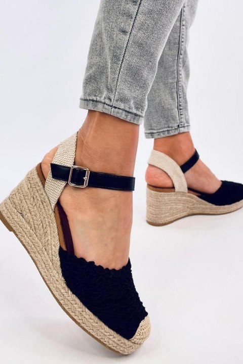 Sandałki na koturnie espadryle MORELLI BLACK - Inello Sandałki na koturnie espadryle MORELLI BLACK - Inello