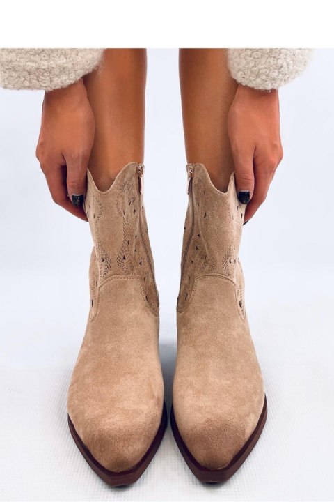 Botki kowbojki ażurowe AUSTEN BEIGE - Inello Botki kowbojki ażurowe AUSTEN BEIGE - Inello