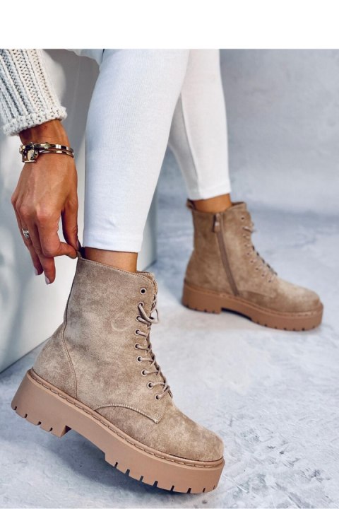 Botki na platformie sznurowane BURSE KHAKI - Inello Botki na platformie sznurowane BURSE KHAKI - Inello