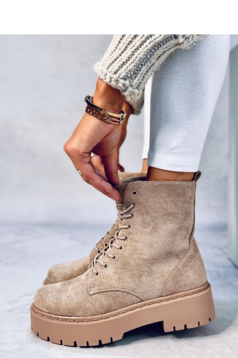 Botki na platformie sznurowane BURSE KHAKI - Inello Botki na platformie sznurowane BURSE KHAKI - Inello