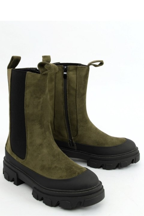 Botki sztyblety wysokie zielone RB122P GREEN - Inello Botki sztyblety wysokie zielone RB122P GREEN - Inello