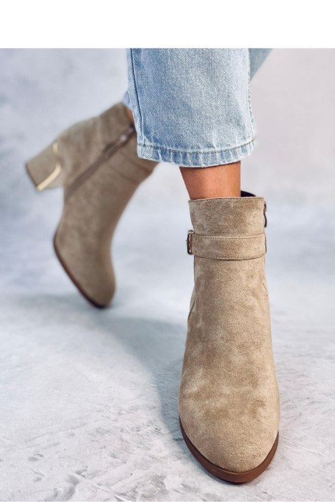 Eleganckie botki na obcasie KHALIA KHAKI - Inello Eleganckie botki na obcasie KHALIA KHAKI - Inello