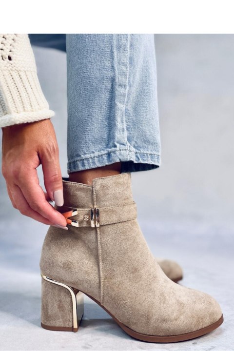 Eleganckie botki na obcasie KHALIA KHAKI - Inello Eleganckie botki na obcasie KHALIA KHAKI - Inello