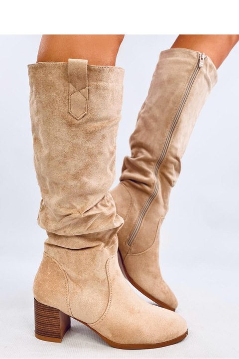 Kozaki z marszczoną cholewką PINSONI BEIGE - Inello Kozaki z marszczoną cholewką PINSONI BEIGE - Inello