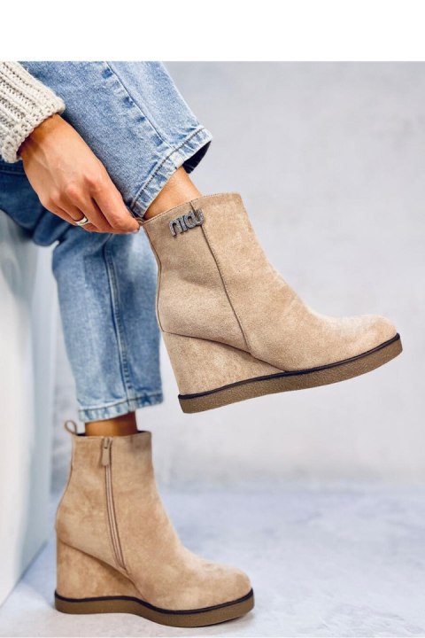 Botki na koturnie ROCHELLE KHAKI - Inello Botki na koturnie ROCHELLE KHAKI - Inello