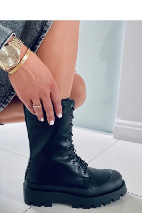 Botki sznurowane glany KNIGHT BLACK - Inello Botki sznurowane glany KNIGHT BLACK - Inello