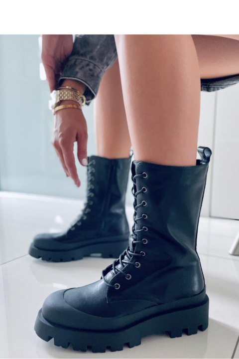Botki sznurowane glany KNIGHT BLACK - Inello Botki sznurowane glany KNIGHT BLACK - Inello