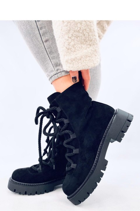 Botki sznurowane z grubymi sznurówkami SMILESS BLACK - Inello Botki sznurowane z grubymi sznurówkami SMILESS BLACK - Inello
