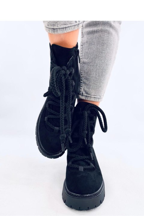 Botki sznurowane z grubymi sznurówkami SMILESS BLACK - Inello Botki sznurowane z grubymi sznurówkami SMILESS BLACK - Inello