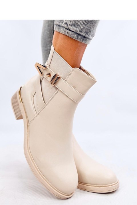 Botki sztyblety licowe GAVINS BEIGE PU - Inello Botki sztyblety licowe GAVINS BEIGE PU - Inello