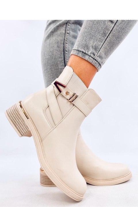 Botki sztyblety licowe GAVINS BEIGE PU - Inello Botki sztyblety licowe GAVINS BEIGE PU - Inello