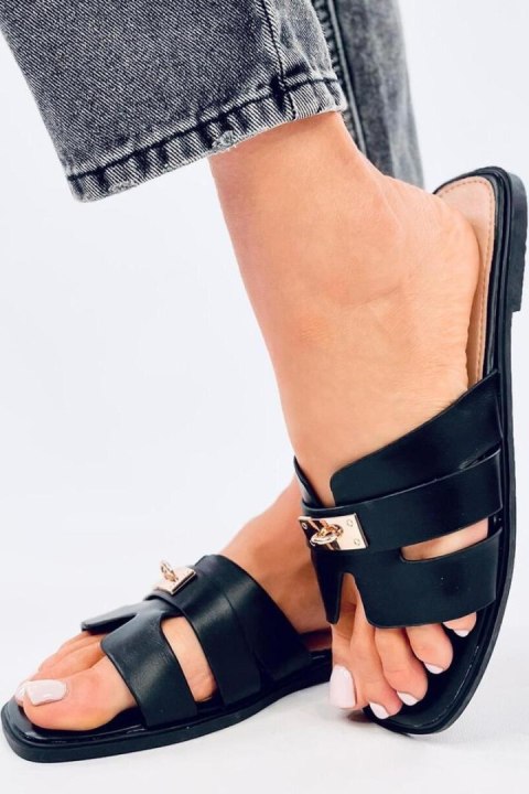 Sandał Klapki damskie DAUDI BLACK - Inello Sandał Klapki damskie DAUDI BLACK - Inello