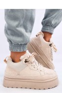 Sneakersy na platformie ocieplane SKINNER BEIGE - Inello