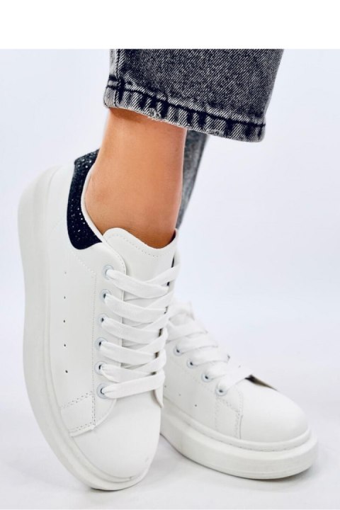 Sneakersy na platformie z cyrkoniami PARKSS WHITE/BLACK - Inello Sneakersy na platformie z cyrkoniami PARKSS WHITE/BLACK - Inello