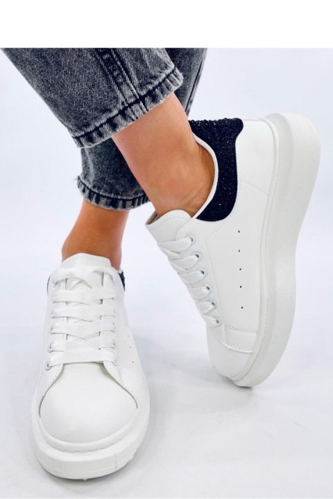 Sneakersy na platformie z cyrkoniami PARKSS WHITE/BLACK - Inello Sneakersy na platformie z cyrkoniami PARKSS WHITE/BLACK - Inello