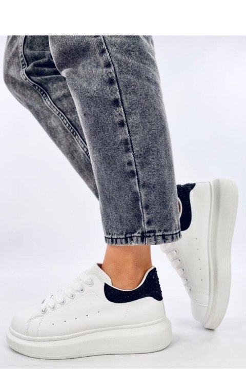 Sneakersy na platformie z cyrkoniami PARKSS WHITE/BLACK - Inello Sneakersy na platformie z cyrkoniami PARKSS WHITE/BLACK - Inello