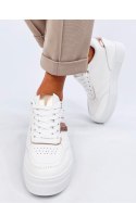 Sneakersy na koturnie EYSON WHITE/CHAMPAGNE - Inello