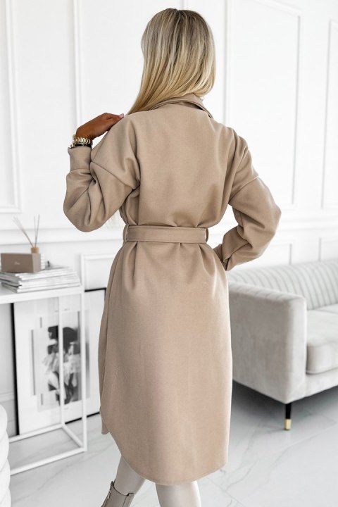 Płaszcz Damski Model 493-1 Beige - Numoco Płaszcz Damski Model 493-1 Beige - Numoco