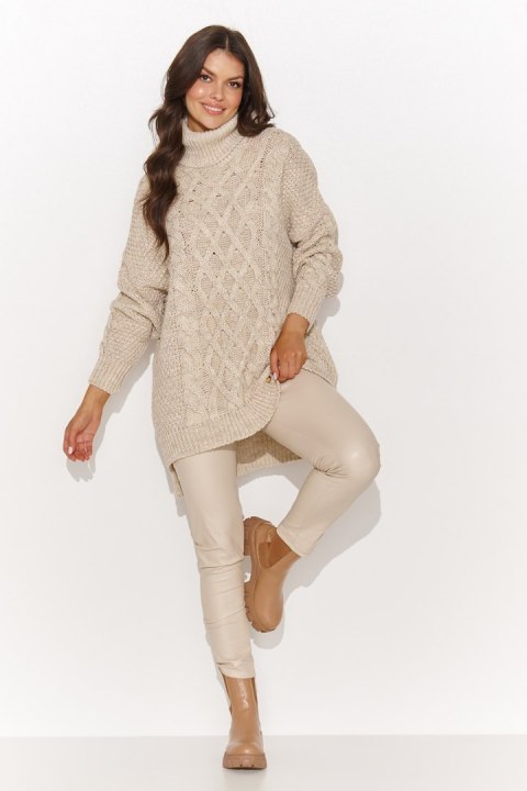 Golf Damski Model NU_S96 Beige Melange - Numinou Golf Damski Model NU_S96 Beige Melange - Numinou