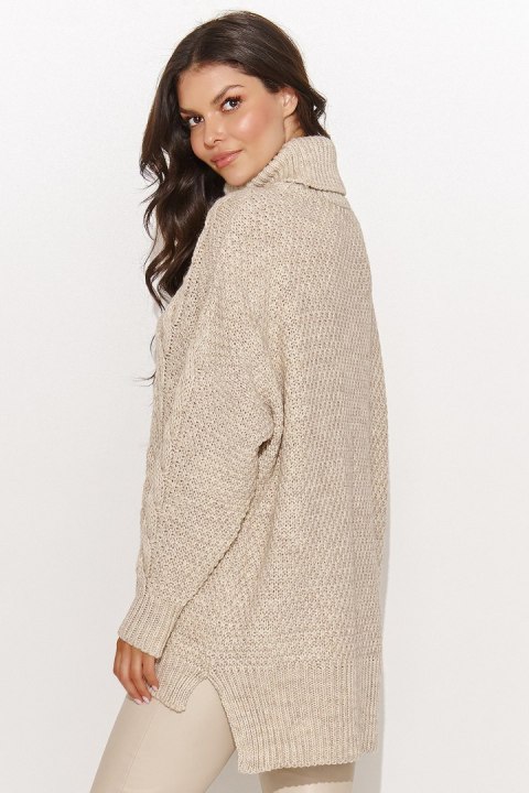 Golf Damski Model NU_S96 Beige Melange - Numinou Golf Damski Model NU_S96 Beige Melange - Numinou