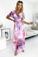 Sukienka Model Cinzia 489-1 Violet/Pink Big Flowers - Numoco