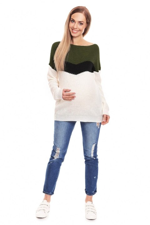 Sweter Ciążowy Model 40023 Khaki - PeeKaBoo Sweter Ciążowy Model 40023 Khaki - PeeKaBoo