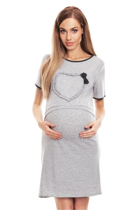 Koszulka nocna Koszula Nocna Ciążowa Model 0138 Grey - PeeKaBoo