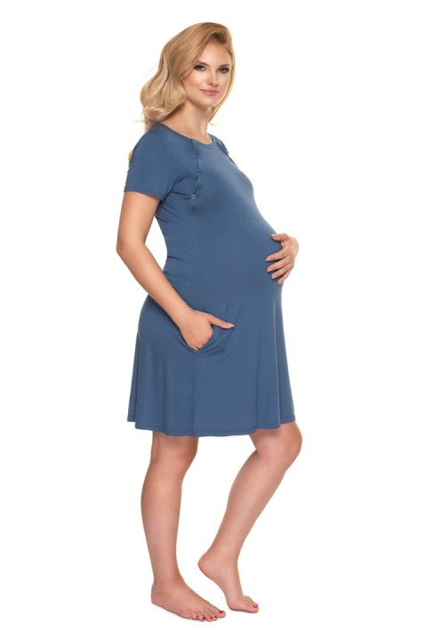 Koszulka nocna Koszula Nocna Ciążowa Model 0192 Blue - PeeKaBoo Koszulka nocna Koszula Nocna Ciążowa Model 0192 Blue - PeeKaBoo