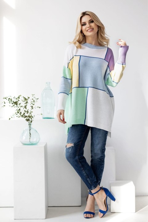 Sweter Damski Model 30089 Błękit - PeeKaBoo Sweter Damski Model 30089 Błękit - PeeKaBoo