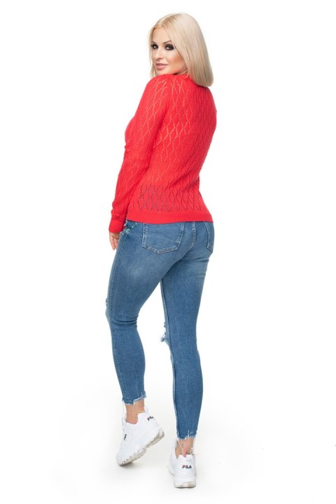 Sweter Damski Model 70018 Coral - PeeKaBoo Sweter Damski Model 70018 Coral - PeeKaBoo