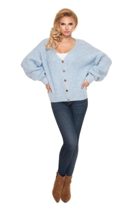 Sweter Kardigan Model 30077 Błękit - PeeKaBoo Sweter Kardigan Model 30077 Błękit - PeeKaBoo