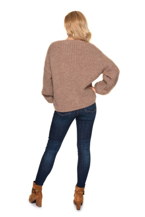 Sweter Kardigan Model 30077 Cappuccino - PeeKaBoo Sweter Kardigan Model 30077 Cappuccino - PeeKaBoo