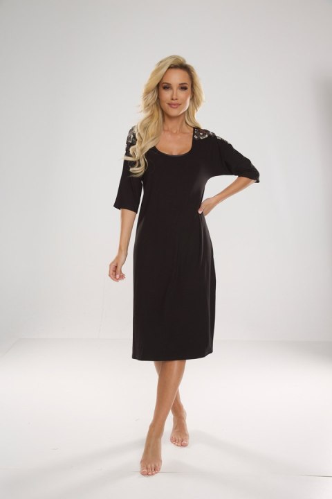 Koszulka nocna Koszula Nocna Model Ramona 616 Black - De Lafense Koszulka nocna Koszula Nocna Model Ramona 616 Black - De Lafense