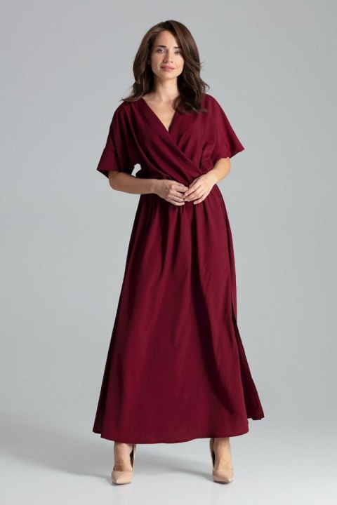 Sukienka Model L055 Bordo - Lenitif Sukienka Model L055 Bordo - Lenitif